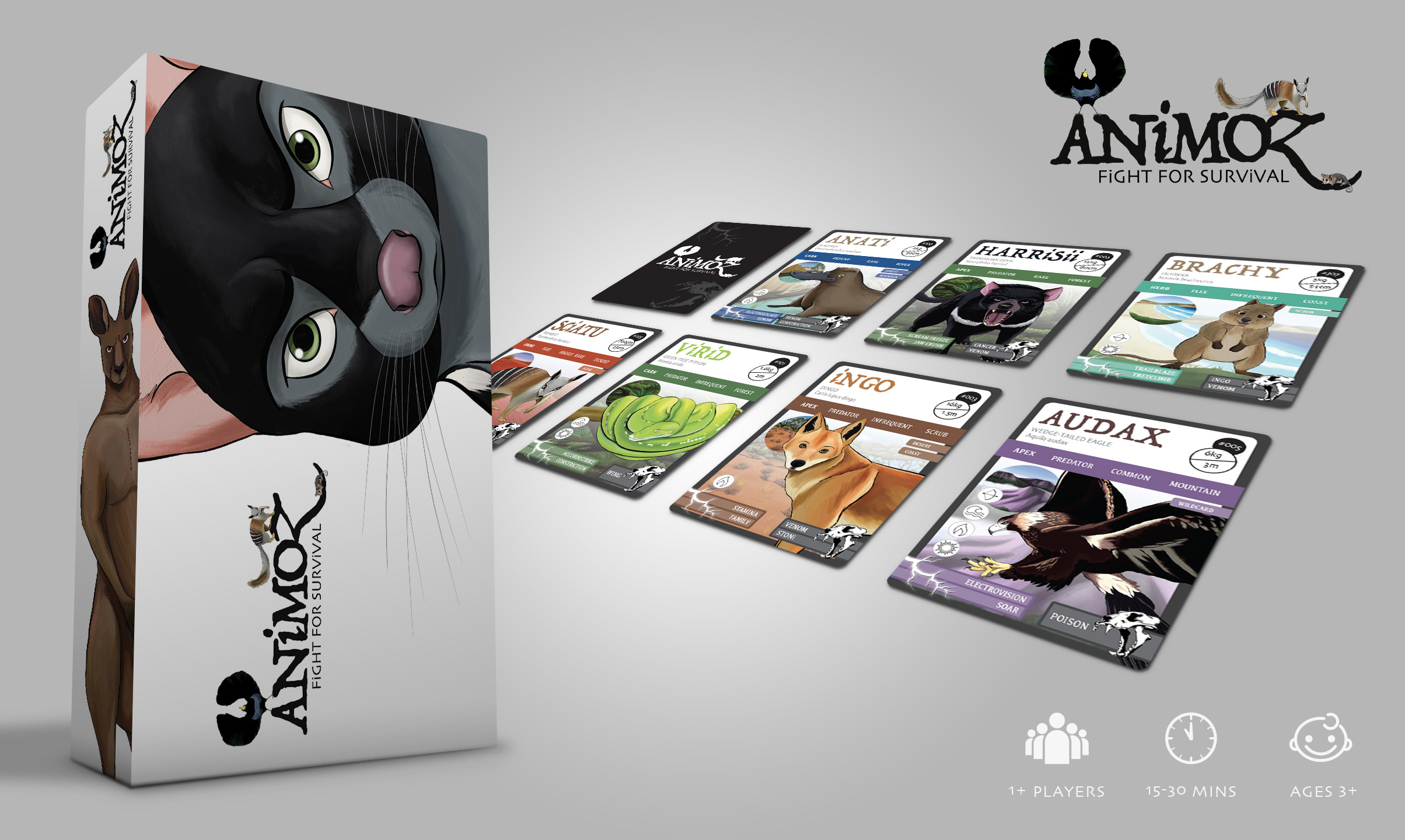 ANiMOZ - Fight for Survival - the game changing conservation - Collectible card game of Australian Animals - card game - Collectible Card Game - Australian conservation - Eastern quoll - boardgame - tabletop game - toys for kids
