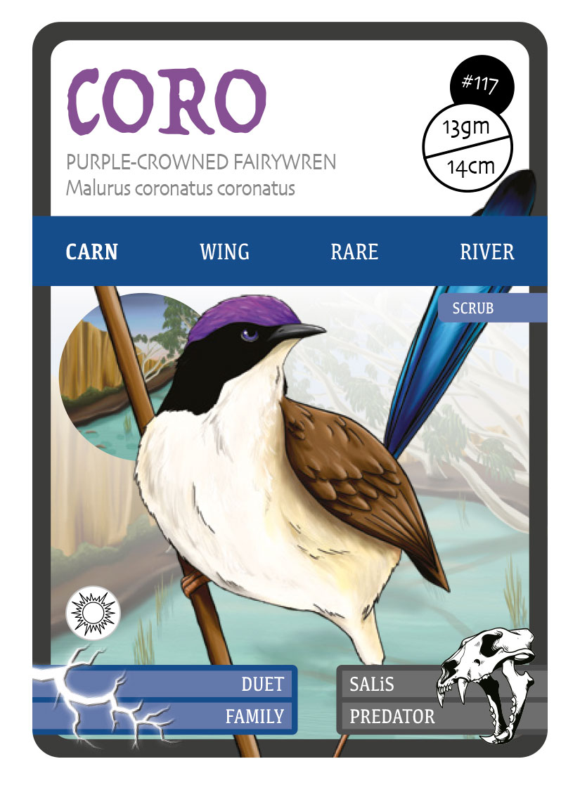Purple-crowned fairywren, CORO, ANiMOZ, Card game of Australian animals